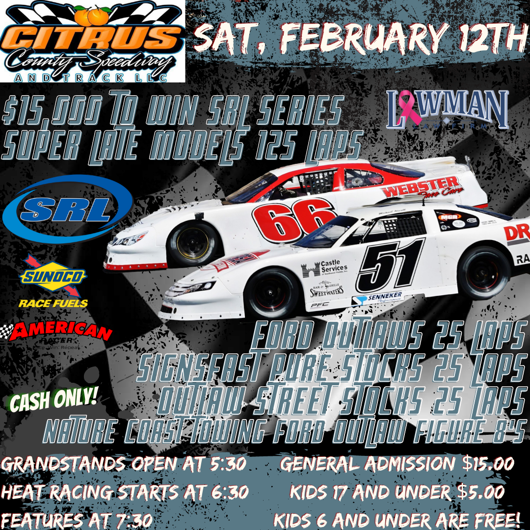 15,000 to WIN ‘SRL National’ at CITRUS COUNTY SPEEDWAY (Florida) SRL
